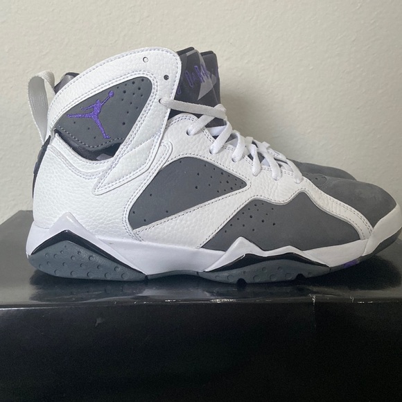 purple and white jordan 7